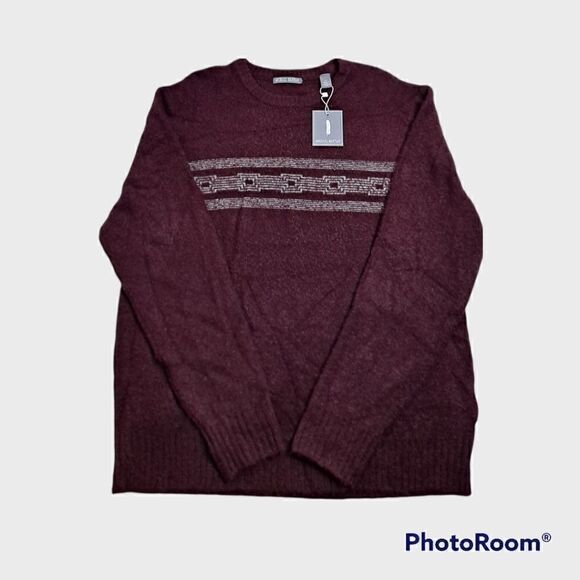 Michael Bastian Striped Crewneck Sweater Beetroot Large - Picture 3 of 9